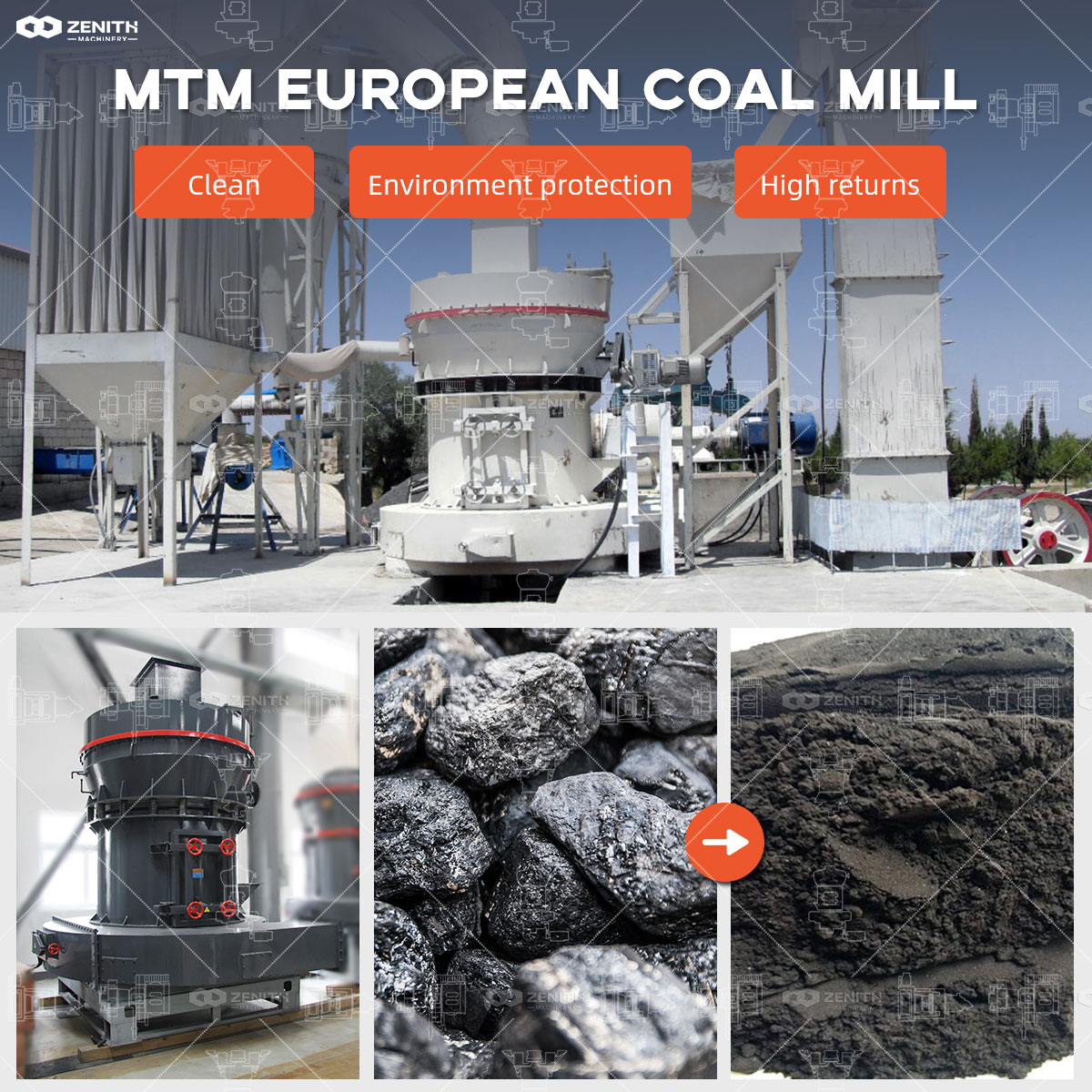 Close-up of LM vertical mill grinding rollers and disc for dolomite processing